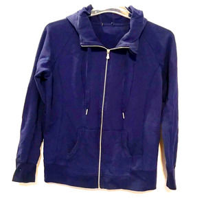 Champion Womens Full Zip Fleece Lined Navy Hoodie Size L